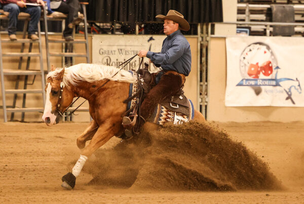 Magnums Little Dream sliding stop at reining horse show The Low Roller